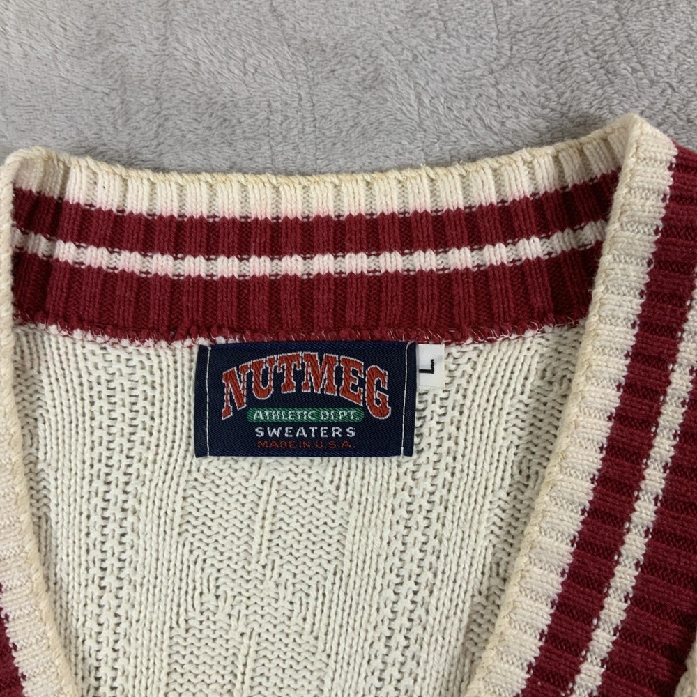 Vintage Nutmeg Mills Oklahoma Sooners Varsity‎ Cable Knit Sweater size Large VTG - Picture 2 of 9